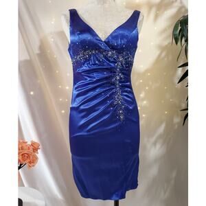 Jump Apparel VTG Y2K Satin Beaded Sequin Dress Size 3/4 Homecoming Prom Formal